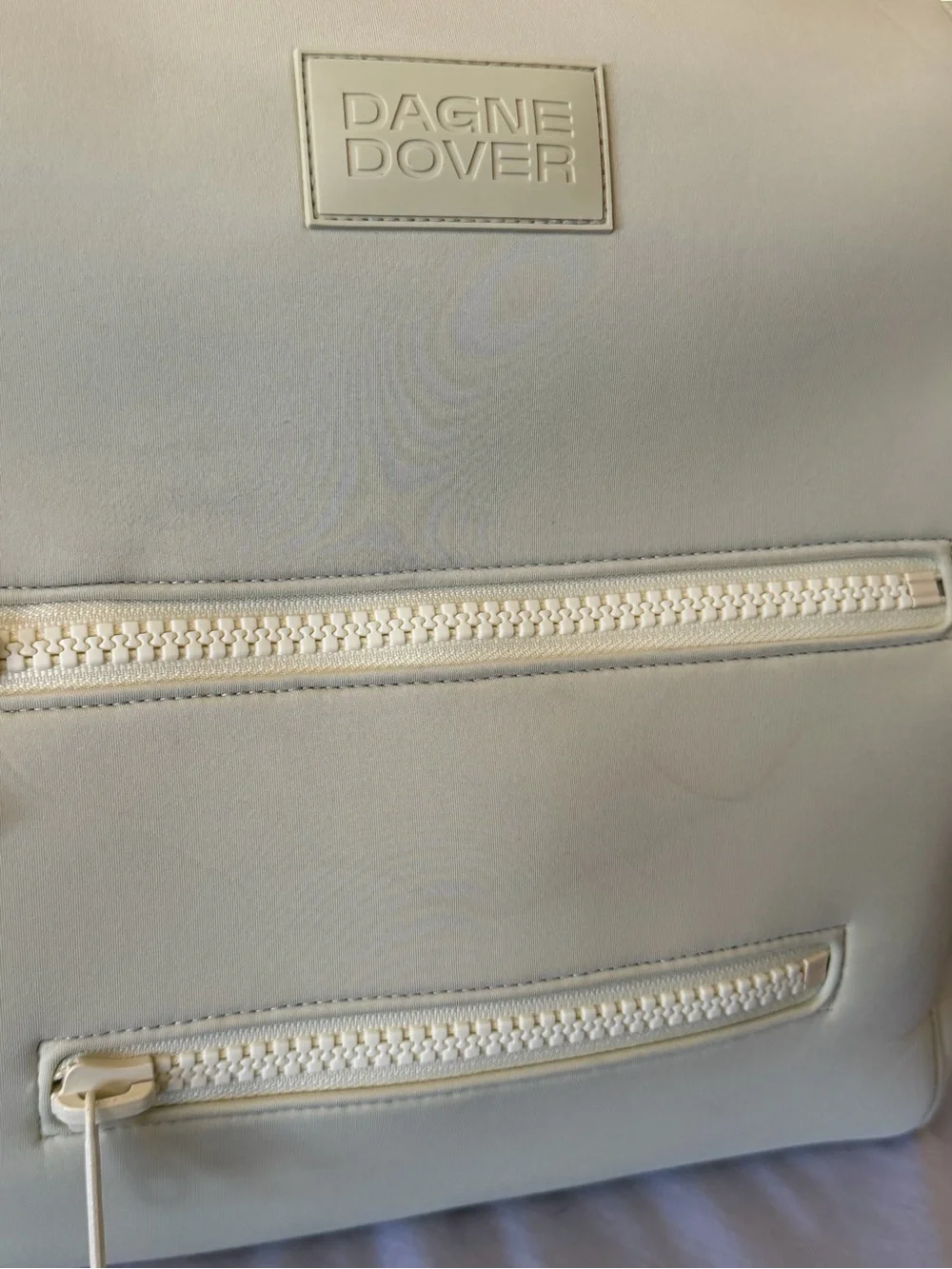 Dagne Dover mint green backpack diaper bag zip opening